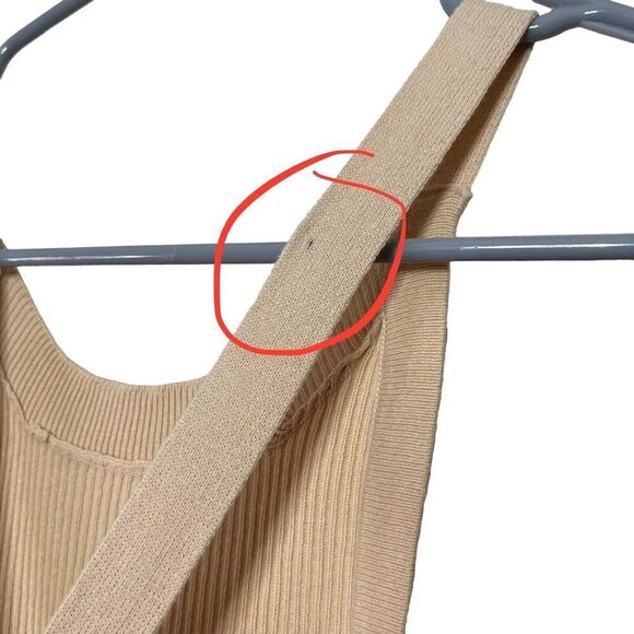 SNDYS Lucid Dress Ribbed Knit Midi Sleeveless Slit Sand Women’s Small Cotton - Picture 9 of 10